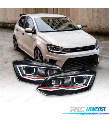 FARÓIS VOLKSWAGEN POLO 6R 6C 09-17 LOOK GTI 18
