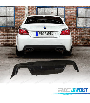 DIFUSOR TRASEIRO BMW E60 E61 LOOK M SAÍDA PRETO BRILHANTE