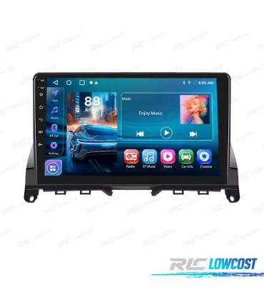 RÁDIO GPS 9'' ANDROID 13 MERCEDES-BENZ CLASSE C W204 07-10 4GB+64GB
