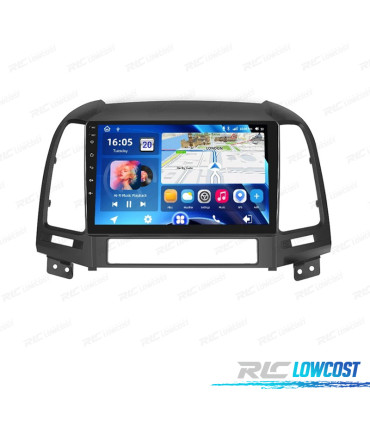 RÁDIO GPS 9'' ANDROID 13 HYUNDAI SANTA FE 06-12 2 DIN 4GB+64GB