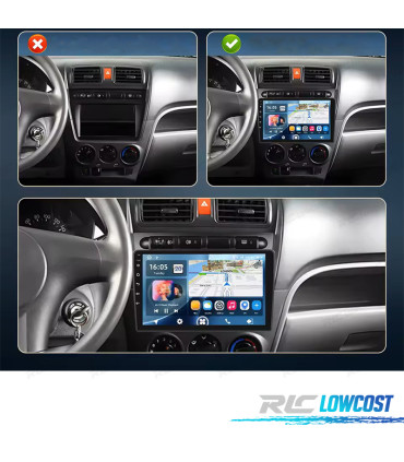 RÁDIO GPS 9'' ANDROID 13 KIA PICANTO 07-10 2 DIN 4GB+64GB