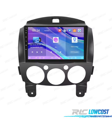 RÁDIO GPS 9'' ANDROID 13 MAZDA 2 07-14 2 DIN 4GB+64GB