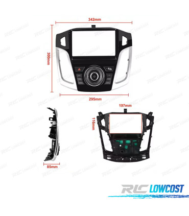 RÁDIO GPS 9'' ANDROID 13 FORD FOCUS 12-18 COM BOTÕES 2 DIN 4GB+64GB