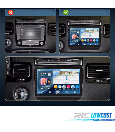 RÁDIO GPS 9'' ANDROID 13 VOLKSWAGEN TOUAREG 11-17 2 DIN 4GB+64GB