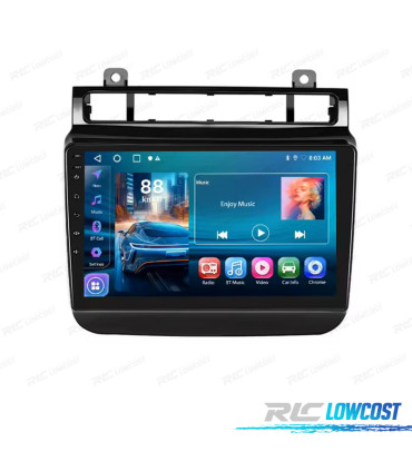RÁDIO GPS 9'' ANDROID 13 VOLKSWAGEN TOUAREG 11-17 2 DIN 4GB+64GB