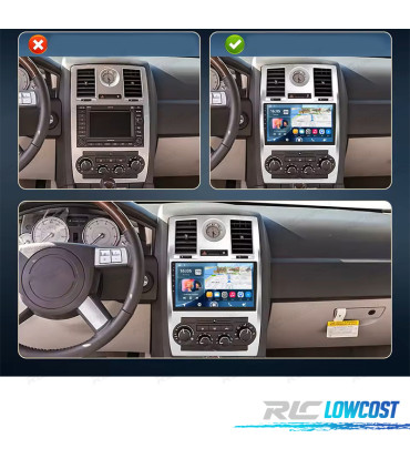RÁDIO GPS 9'' ANDROID 13 CHRYSLER 300C 06-10 2 DIN 4GB+64GB