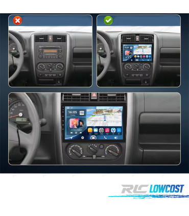RÁDIO GPS 9'' ANDROID 13 SUZUKI JIMNY 07-12 2 DIN 4GB+64GB