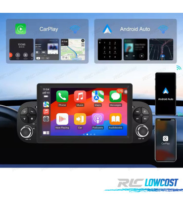 RÁDIO GPS 7'' ANDROID 13 FIAT PANDA 13-20 2 DIN 4GB+64GB