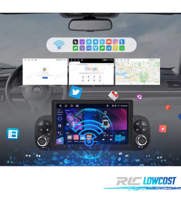 RÁDIO GPS 7'' ANDROID 13 FIAT PANDA 13-20 2 DIN 4GB+64GB