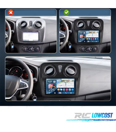 RÁDIO GPS 9'' ANDROID 13 RENAULT SANDERO 14-17 2 DIN 4GB+64GB