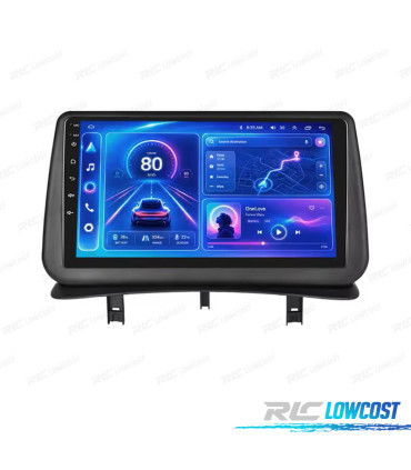 RÁDIO GPS 9'' ANDROID 13 RENAULT CLIO 3 05-14 2 DIN 4GB+64GB