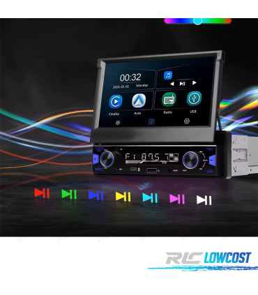 RÁDIO MULTIMÉDIA UNIVERSAL 1 DIN 7" CARPLAY / ANDROID 13 AUTO