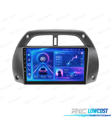 RÁDIO GPS 9'' ANDROID 13 TOYOTA RAV4 01-06 2 DIN 4GB+64GB
