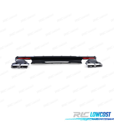 DIFUSOR MERCEDES CLASSE S W222 13-17 LOOK AMG S63 PRETO BRILHANTE + PONTEIRAS CROMADAS