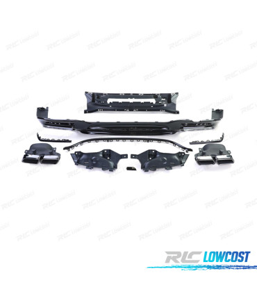 DIFUSOR MERCEDES CLASSE S W222 17-20 LOOK AMG S63 PRETO BRILHANTE + PONTEIRAS CROMADAS