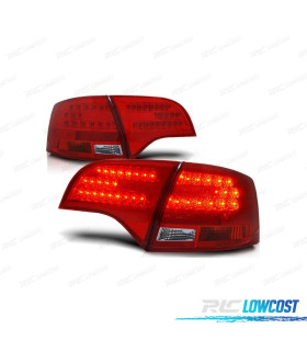 FAROLINS TRASEIROS LED PARA AUDI A4 B7 AVANT VERMELHO CROMADO
