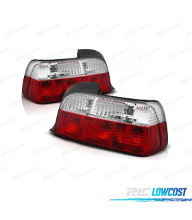 FAROLINS TRASEIROS BMW E36 90-97 VERMELHO BRANCO CRISTAL