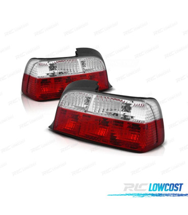 FAROLINS TRASEIROS BMW E36 90-97 VERMELHO BRANCO CRISTAL