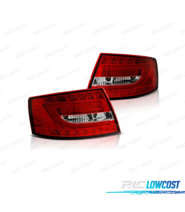 FAROLINS TRASEIROS LIGHT BAR AUDI A6 4F 04-08 VERMELHO BRANCO