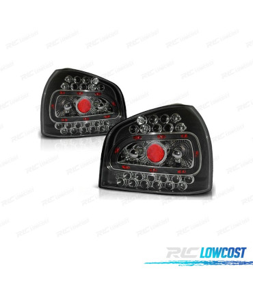FAROLINS TRASEIROS LED AUDI A3 96-00 FUNDO PRETO