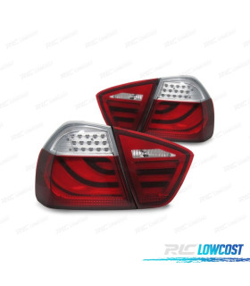 FAROLINS TRASEIROS BMW E90 05-08 LED VERMELHO CROMADO