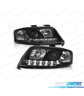 FARÓIS AUDI A6 4B 97-99 LUZ DIURNA FUNDO PRETO