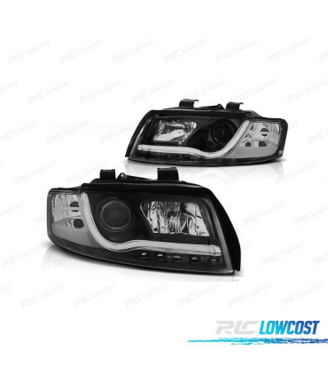 FARÓIS AUDI A4 B6 00-04 LUZ DIURNA TUBE LIGHT FUNDO NEGRO