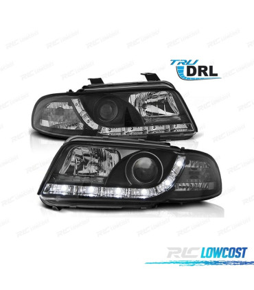 FARÓIS LUZ DIURNA AUDI A4 B5 99-01 FUNDO PRETO