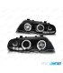 FARÓIS BMW E46 99-03 ANGEL EYES LED FUNDO PRETO
