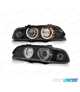 FARÓIS BMW E39 95-00 OLHOS DE ANJO HALOGÉNEO FUNDO NEGRO