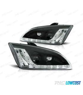 FARÓIS FORD FOCUS 04-08 LUZ DIURNA LED FUNDO NEGRO