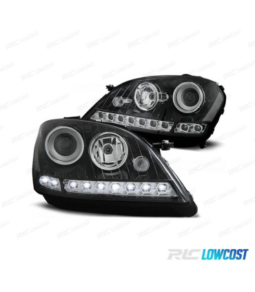 FARÓIS OPTICAS LUZ DIURNA LED MERCEDES ML W164 05-08 FUNDO PRETO