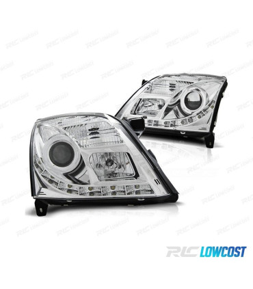 FARÓIS OPEL VECTRA C 02-05 LUZ DIURNA FUNDO CROMADO