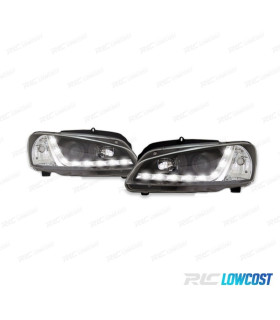 FARÓIS PEUGEOT 106 96-05 LUZ DIURNA LED FUNDO NEGRO
