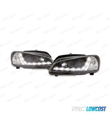 FARÓIS PEUGEOT 106 96-05 LUZ DIURNA LED FUNDO NEGRO