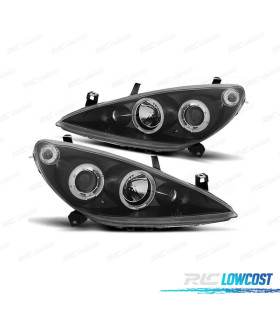 FARÓIS ANGEL EYES PEUGEOT 307 01-05 FUNDO PRETO H7 H1 H1