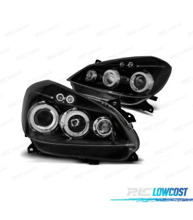 FARÓIS ANGEL + LED RENAULT CLIO 3 05-09 FUNDO PRETO