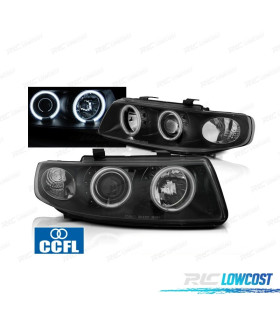 FARÓIS SEAT LEON TOLEDO 1M 99-05 ANGEL EYES CCFL FUNDO NEGRO