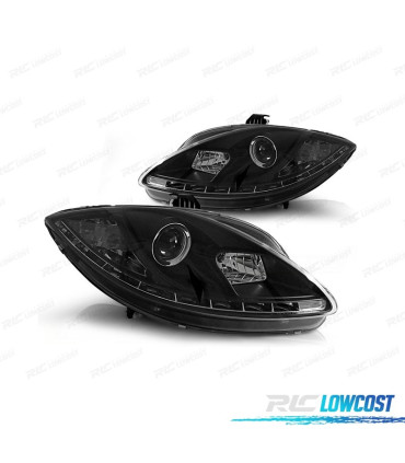 FARÓIS SEAT LEON ALTEA 09-12 TRU DRL LUZ DIURNA REAL FUNDO PRETO