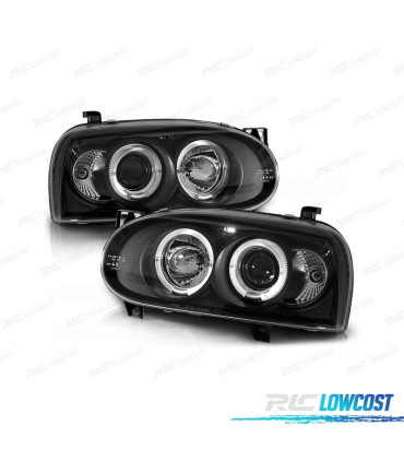 FARÓIS FRENTE ANGEL EYES PARA VOLKSWAGEN VW GOLF MK3 FUNDO PRETO H1 H1