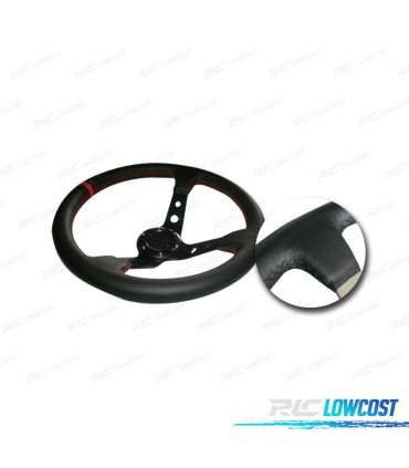 VOLANTE INVERTIDO LOOK OMP PELE SINTÉTICA PRETO BRAÇOS PRETOS ACENTO VERMELHO