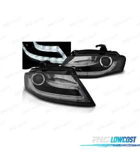 FARÓIS FRONTAIS AUDI A4 B8 07-11 LUZ DIURNA LED DRL FUNDO PRETO