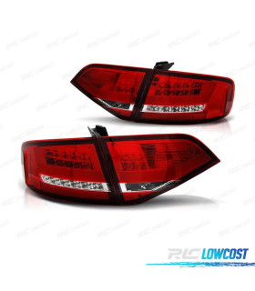 FAROLINS TRASEIROS AUDI A4 B8 07-11 LIGHT BAR VERMELHO CROMADO