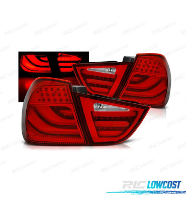 FAROLINS TRASEIROS BMW SERIE 3 E90 08-12 LIGHT BAR VERMELHO CROMADO