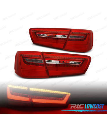 FAROLINS TRASEIROS PARA AUDI A6 4G 11- LIGHT BAR VERMELHO CROMADO