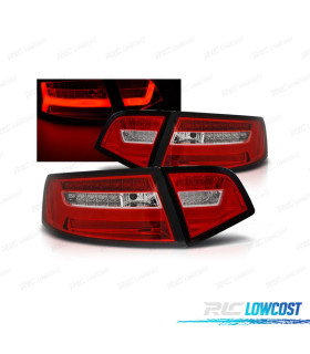 FAROLINS TRASEIROS PARA AUDI A6 4F 08-11 LIGHT BAR VERMELHO CROMADO