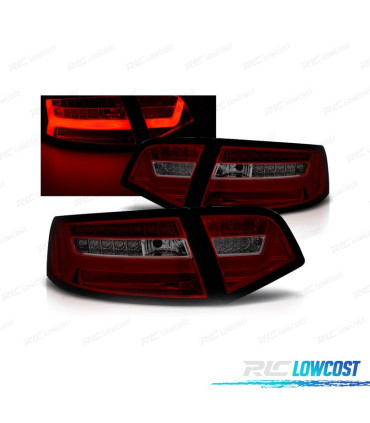 FAROLINS TRASEIROS AUDI A6 4F 08-11 LIGHT BAR VERMELHO FUMADO