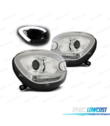 FARÓIS FRONTAIS PARA MINI R60 COUNTRYMAN 10-15 TUBE LIGHT FUNDO CROMADO