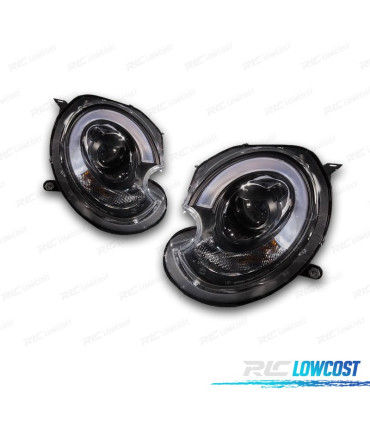 FARÓIS FRONTAIS MINI COOPER R56 R57 06-10 XENON TUBE LIGHT FUNDO PRETO