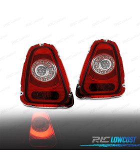 FAROLINS TRASEIROS MINI COOPER R56 R57 10-14 LIGHT BAR VERMELHO CROMADO